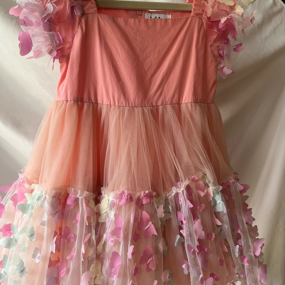 Lola + The Boys 3D BUTTERFLY PUFFY SLEEVE DRESS - Picture 3 of 5